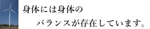 身体には身体のバランスが存在しています。